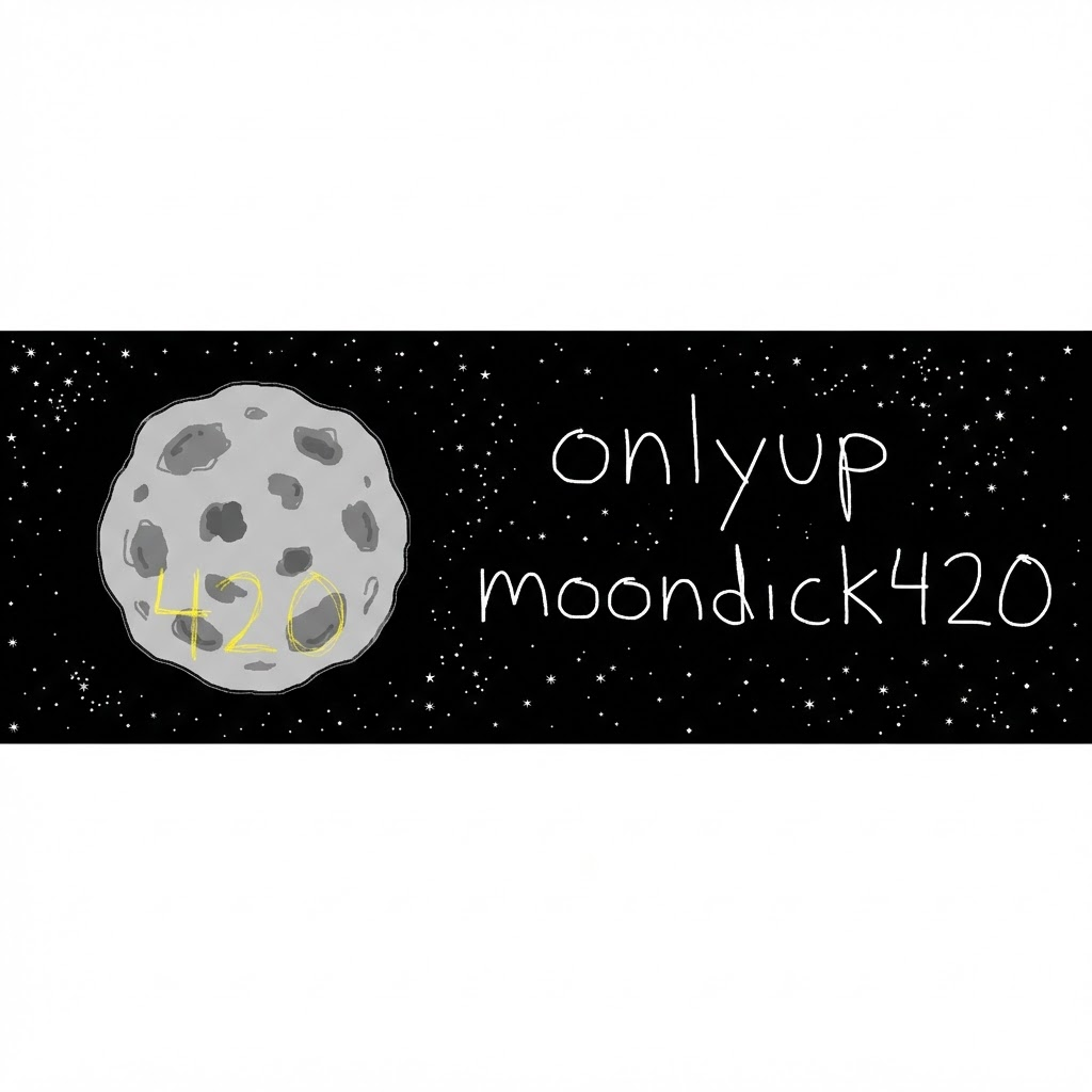 moondick420 banner with a hand-drawn moon and onlyup text